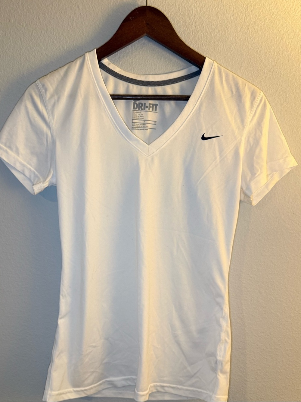 Nike White Dri-FIT V-Neck Short Sleeve Tee